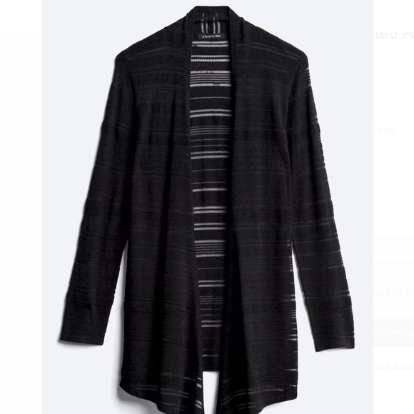 41 Hawthorn Sweaters - 41 Hawthorn Variegated Pointelle Stitch Open Cardigan - Black, XL